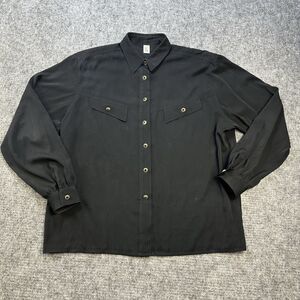 Vintage 90s Western Shirt Women Large EU 42 Black Embellished Buttons Del Mod